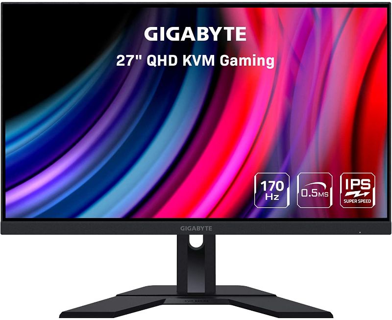 Photo 1 of GIGABYTE M27Q 27" 170Hz 1440P -KVM Gaming Monitor, 2560 x 1440 SS IPS Display, 0.5ms (MPRT) Response Time, 92% DCI-P3, HDR Ready, FreeSync Premium, 1x Display Port 1.2, 2x HDMI 2.0, 2x USB 3.0