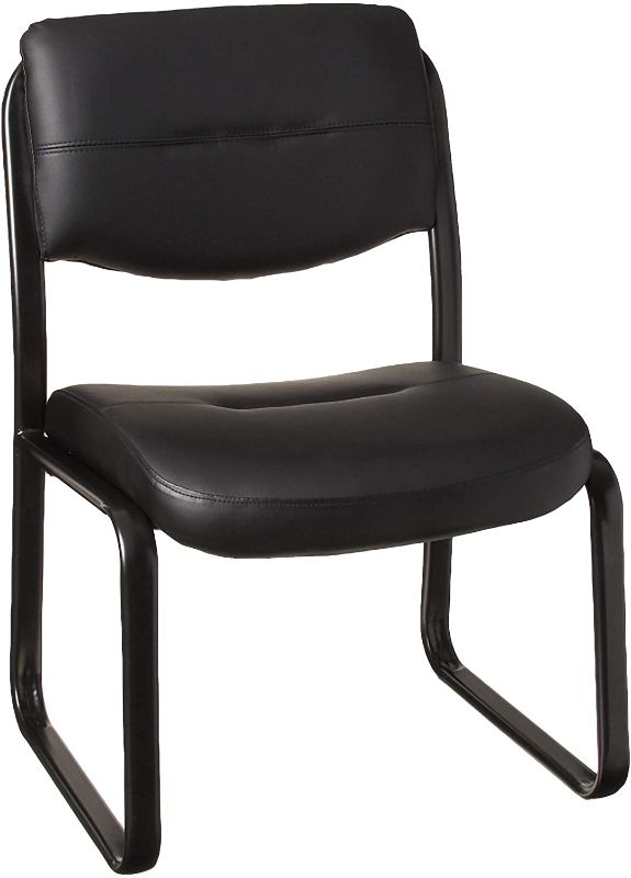 Photo 1 of Boss Office Products Leather Sled Base Side Chair in Black