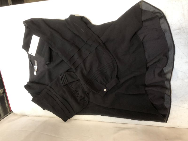 Photo 2 of Calvin Klein Women's Long Sleeve V Neck Blouse, Black, Extra Large