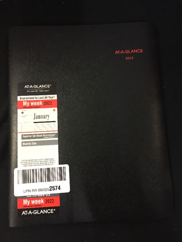 Photo 2 of 2022 Weekly Appointment Book & Planner by AT-A-GLANCE, 7" x 8-3/4", Medium, Black (7095105)
