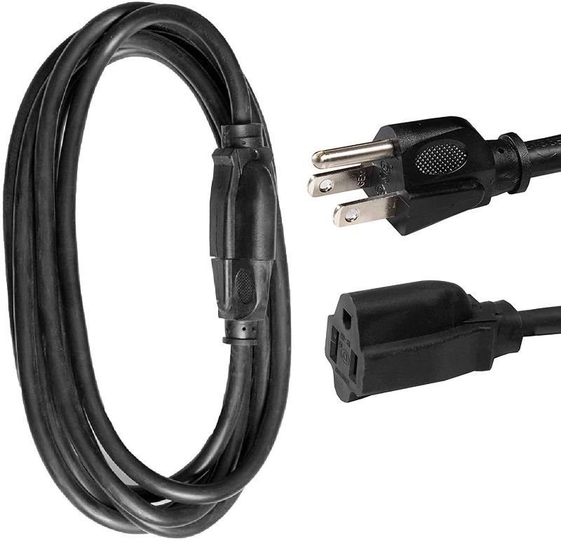 Photo 1 of 2 Pack of 25 Ft Outdoor Extension Cords - 16/3 Durable Black 3 Prong Extension Cord Pack
