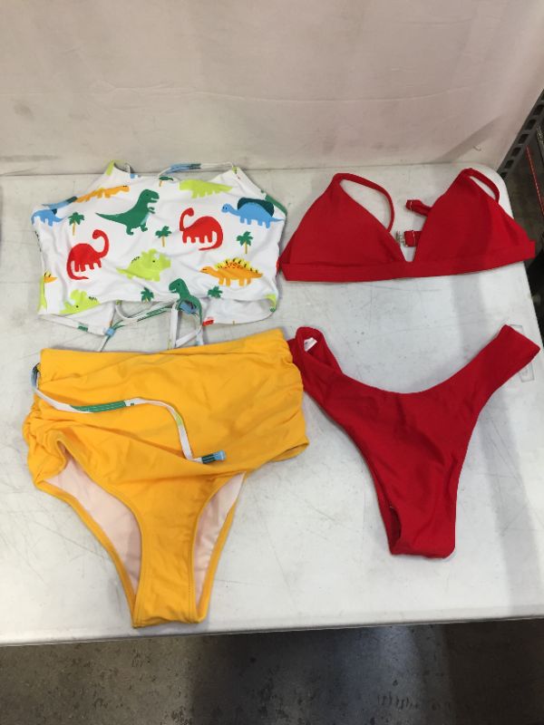 Photo 1 of 2pack - Womens 2 piece Swim Wear SMALL Red, Dino SOLD AS IS