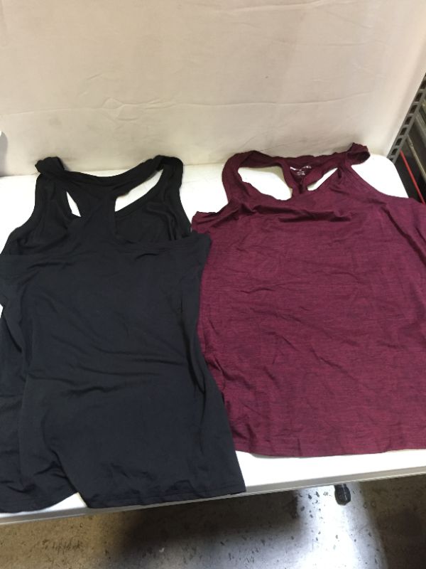 Photo 1 of 2pack - Womens MEDIUM Active wear, sport, gym Tops Black, Dark Mauve - SOLD AS IS