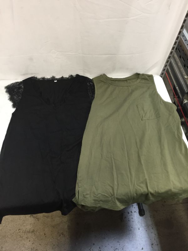 Photo 1 of 2 pack Womens Tops Black, Green, Sleevless, Tank, MEDIUM, SOLD AS IS