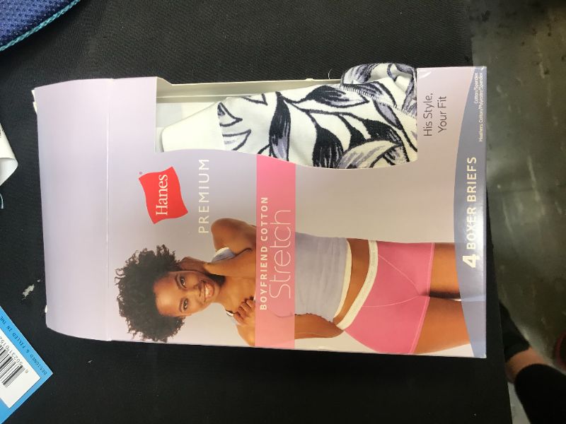 Photo 1 of Hanes Premium Womens 4pack Boyfriend Cotton Stretch Briefs Sz 7/l Damage Box
