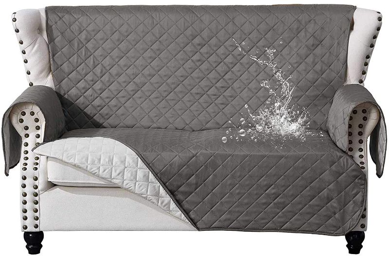 Photo 1 of Boryard Waterproof Sofa Cover Slipcovers - Reversible Stretch Furniture Protector Couch Covers with Non Slip Foam and Elastic Straps for Living Room Bedroom Pet Dogs (Loveseat, Gray/ Light Gray)
