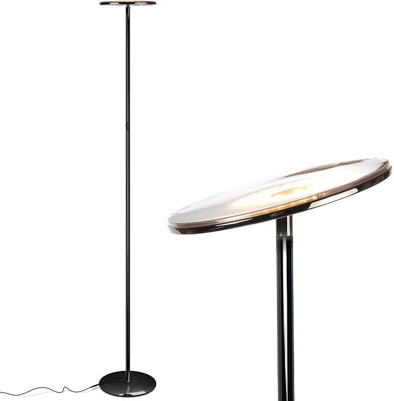 Photo 1 of  LED Super Bright Floor Lamp - Contemporary, High Lumen Light for Living Rooms & Offices - Dimmable, Indoor Pole Uplight for Bedroom Reading - Black Chrome
