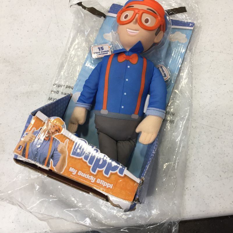 Photo 1 of Blippi Bendable Plush Doll, 16” Tall Featuring SFX - Squeeze The Belly to Hear Classic catchphrases - Fun, Educational Toys for Babies, Toddlers, and Young Kids