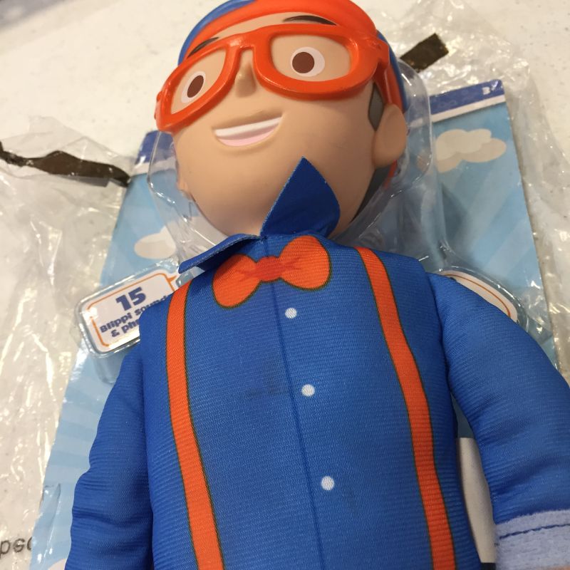 Photo 1 of Blippi Bendable Plush Doll, 16” Tall Featuring SFX - Squeeze The Belly to Hear Classic catchphrases - Fun, Educational Toys for Babies, Toddlers, and Young Kids