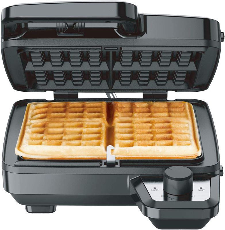 Photo 1 of Elechomes Waffle Maker with Removable Plates, 4-Slice Belgian Waffle Iron, Anti-Overflow Nonstick Grids, Browning Control, Indicator Light, Compact Design, Recipes Included, Stainless Steel