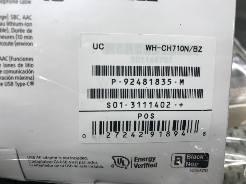 Photo 4 of new item damage box---Sony - WH-CH710N Wireless Noise-Cancelling Over-the-Ear Headphones - Black---damage box
