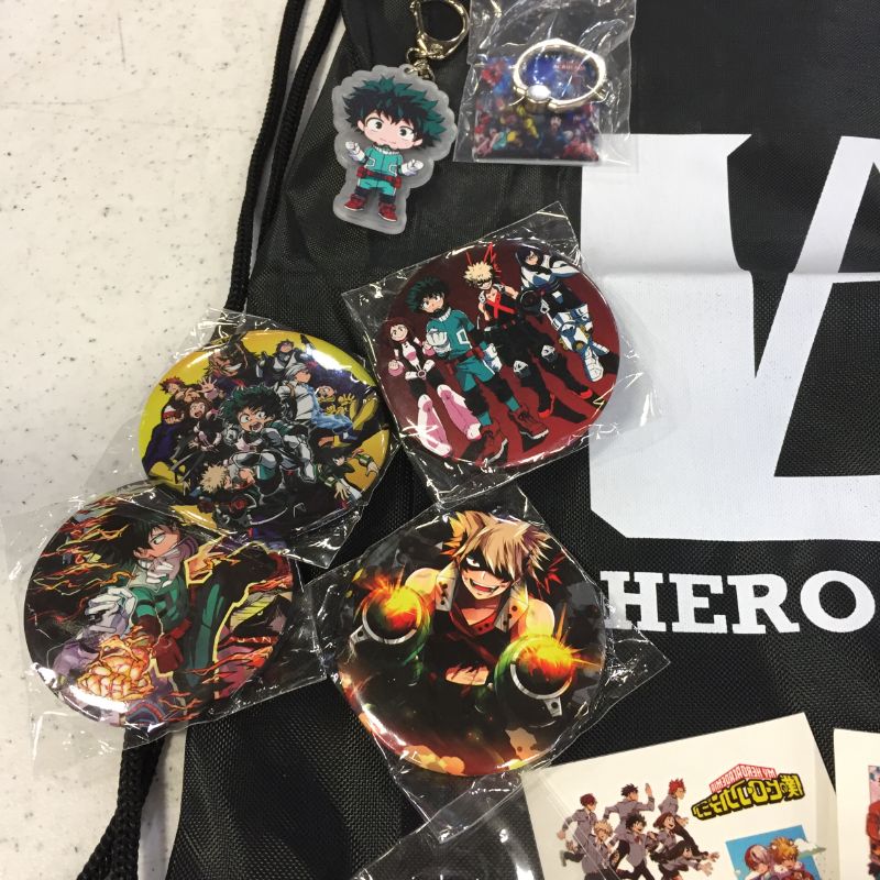 Photo 4 of   my hero academia my hero academy drawstring backpack, pin, keychains, stickers and bracelets bundle , bookmark, 