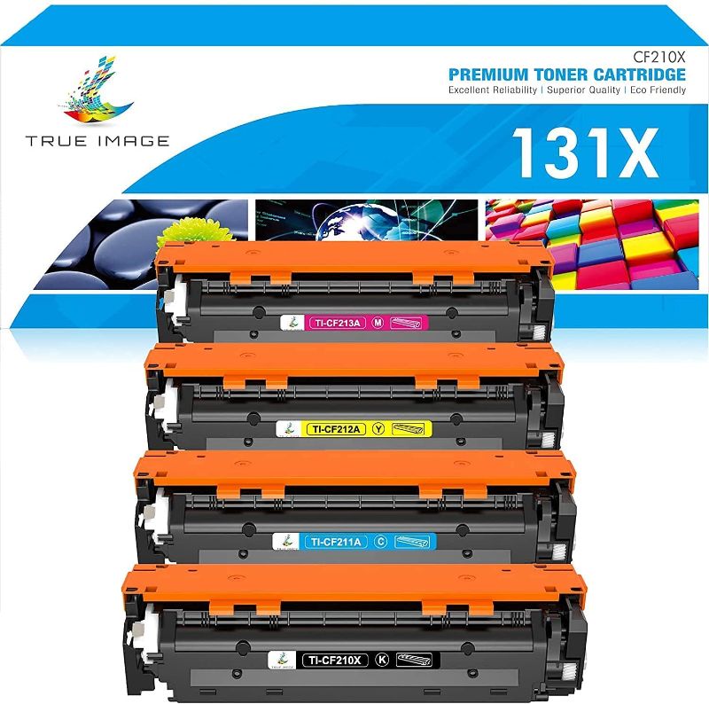 Photo 1 of TRUE IMAGE Compatible Toner Cartridge Replacement for HP 131X CF210X 131A Pro 200 Color MFP M276nw M251nw M251n M276n CF210A CF211A CF212A CF213A Printer (Black Cyan Yellow Magenta, 4-Pack)