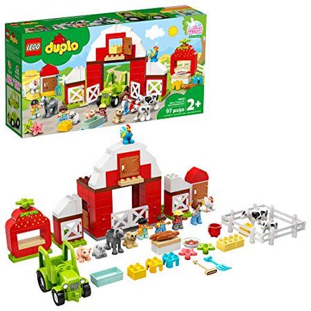 Photo 1 of LEGO DUPLO Town Barn, Tractor & Farm Animal Care 10952 Playset with People Figures and Cute Pony, Pig, Dog, Sheep, Cow, Calf, Rooster and Chicken Toys