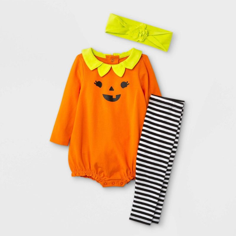 Photo 1 of Baby Girls' 2pc Pumpkin Top & Bottom Set - Cat & Jack™ Citrus
Size: 12M