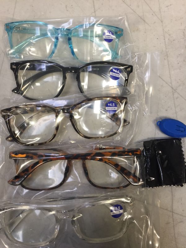 Photo 2 of 5-Pack Blue Light Blocking Reading Glasses +4.5