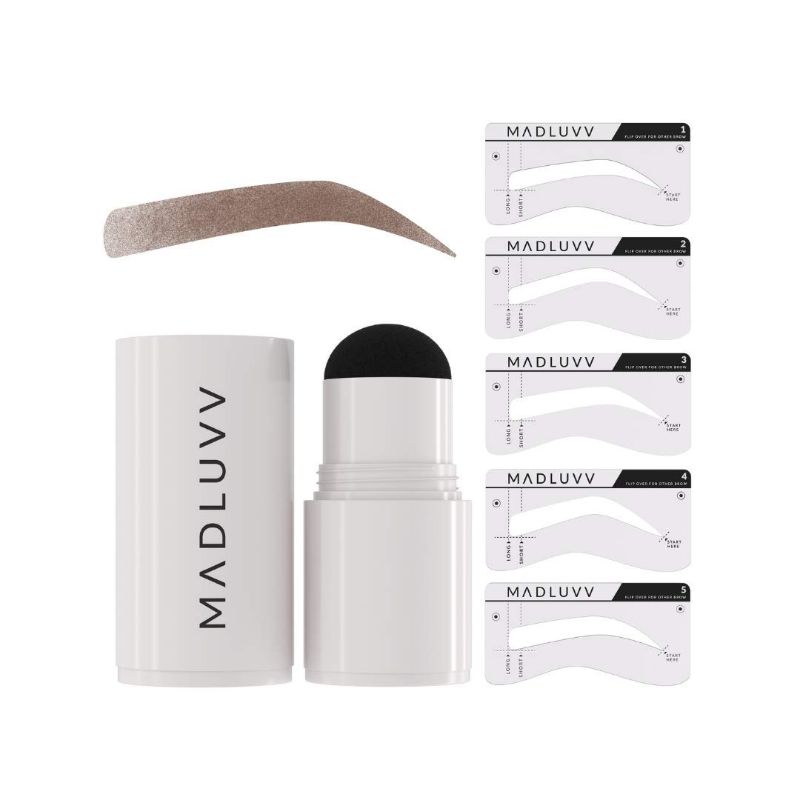 Photo 1 of MADLUVV 1-Step Brow Stamp + Shaping Kit (Medium Brown) EXP 08/17/2024
