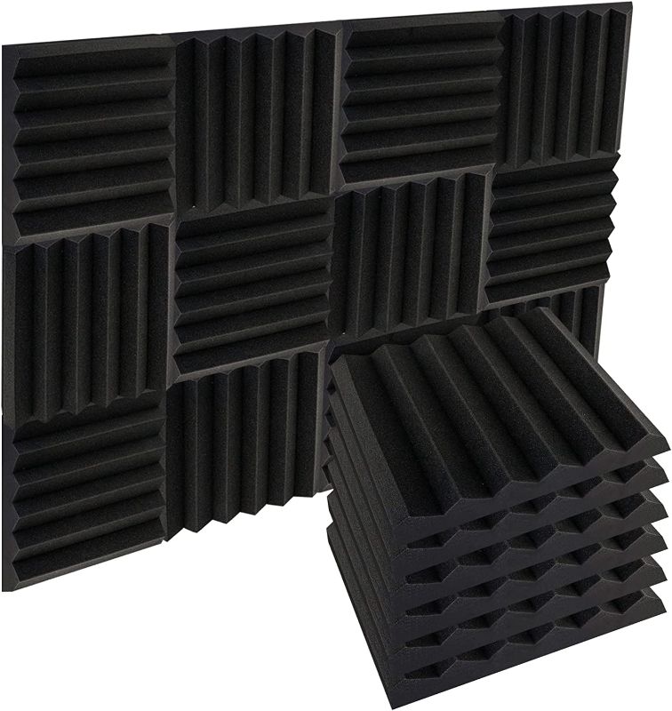 Photo 1 of Soundproof Foam Panels, Acoustic Foam Board Insulation, Fireproof Studio Foam Wedges, High Density Soundproofing Padding for Wall, Door, Ceiling, Home & Studio, 1" X 12" X 12" - 12 Pack
