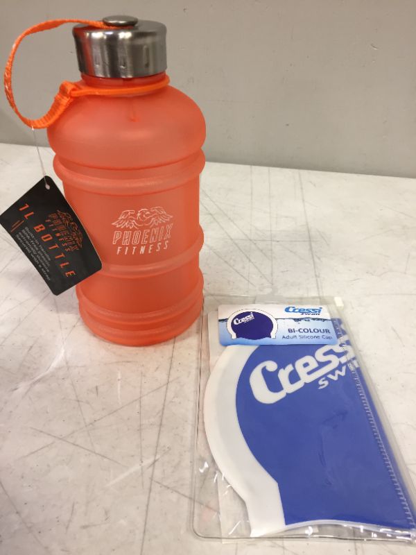 Photo 2 of 1L water bottle and Adult swim cap 