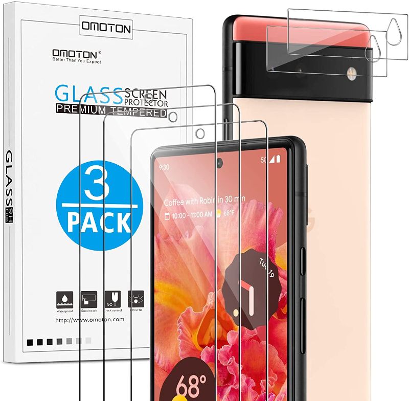 Photo 1 of Screen Protector for Google Pixel 6 5G, 3 Pack Screen Protector + 2 Pack Camera Lens Protector