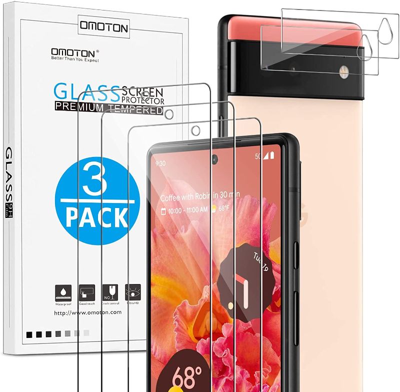 Photo 2 of Screen Protector for Google Pixel 6 5G, 3 Pack Screen Protector + 2 Pack Camera Lens Protector