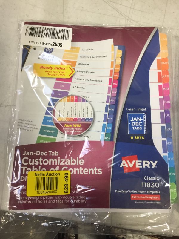 Photo 2 of Avery Monthly Dividers for 3 Ring Binders, Customizable Table of Contents, Multicolor Tabs, 6 Sets (11830)
