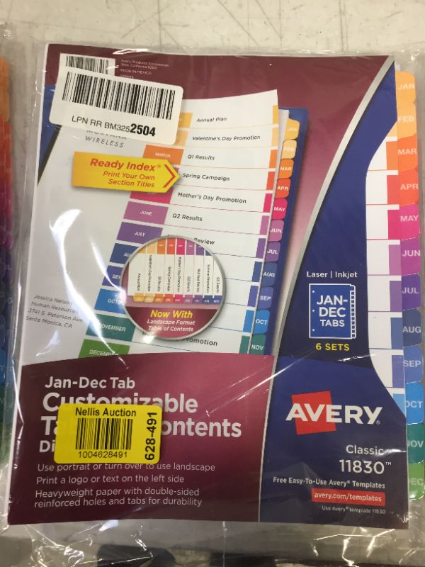 Photo 1 of Avery Monthly Dividers for 3 Ring Binders, Customizable Table of Contents, Multicolor Tabs, 6 Sets (11830)

