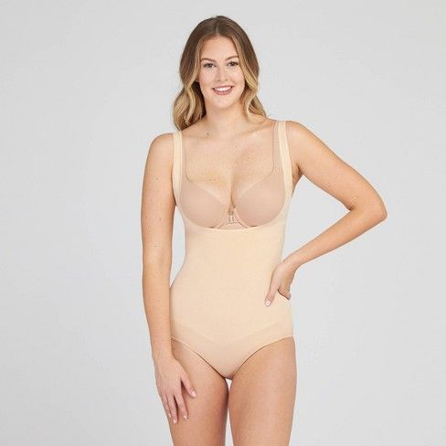 Photo 1 of Assets by Spanx Women's Remarkable Results Open-Bust Brief Bodysuit SIZE MEDIUM
