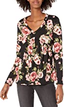 Photo 1 of Star Vixen Women's Long Sleeve Babydoll Top with V Neck BLACK FLORAL
SIZE 4X