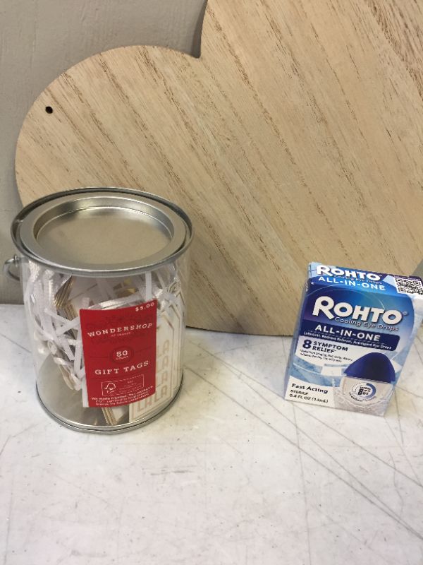 Photo 3 of 50ct Can of Gift Tags Gold - Wondershop™ with Rohto Ice All-in-one Multi-Symptom Relief Cooling Eye Drops - 0.4oz
