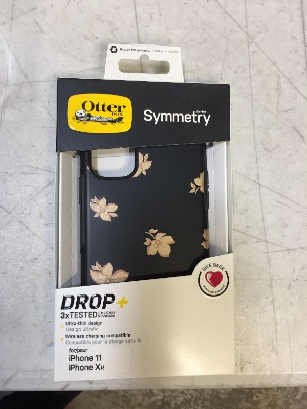 Photo 2 of OtterBox Apple iPhone 11 / XR Symmetry Case – Gold Flowers