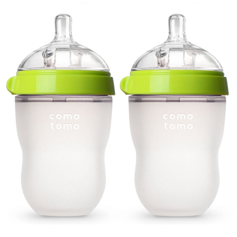 Photo 1 of Comotomo Baby Bottle, Green, 8 Ounce (2 Count)