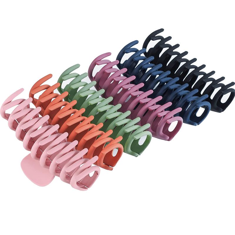 Photo 1 of 6 Pack Big Hair Claw Clips, 4.3 Inch Matte Large Hair Claw Clips for Women/Girls, Fashion Hair Accessories Strong Hold Banana Jaw Clips Nonslip Hair Clips for Thick/Thin Hair