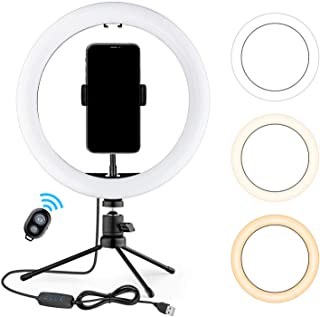 Photo 1 of OJelay 10” LED Selfie Ring Light(Black) with 9cm Tripod Stand & Phone Holder, 120PCS LED Bulbs with 3 Lighting Modes