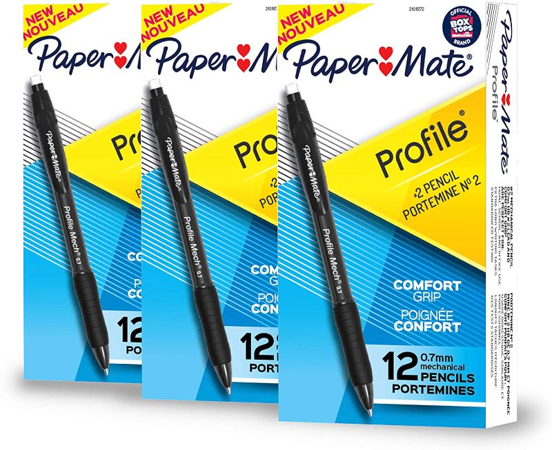 Photo 1 of Paper Mate Profile Mech Mechanical Pencil Set, 0.7mm #2 Pencil Lead, Great for Home, School, Office Use, Assorted Barrel Colors 12 Count (Pack of 3)
