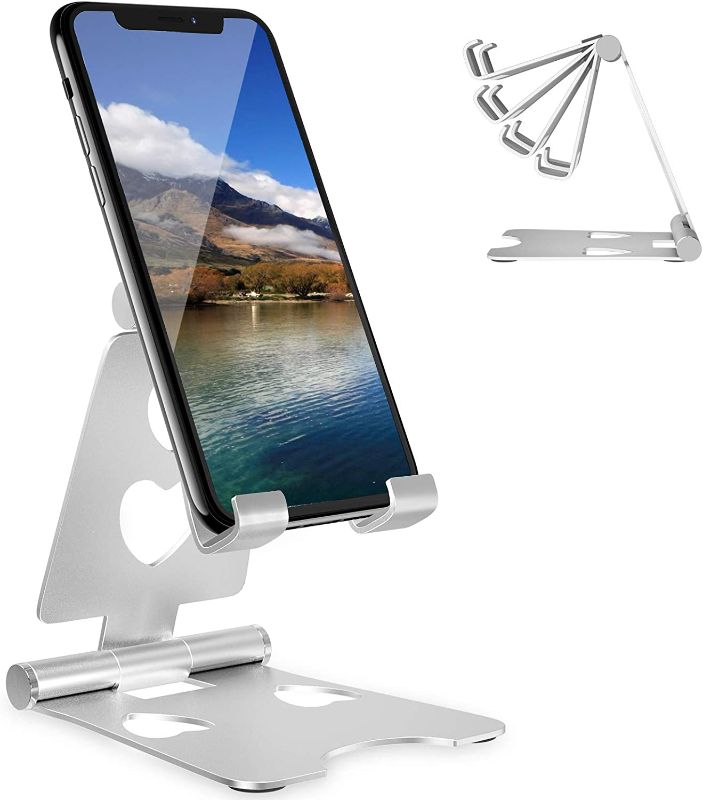 Photo 1 of Cell Phone Stand Adjustable Phone Holder for Desk Aiwosana Phone Dock Compatible with Phone 12 Mini 11 Pro Xs Max Xr X 8 7 6 6s Plus, All Android Smartphones 2 PACK