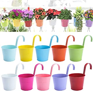 Photo 1 of 10 Pack ECO JOY 6" Large Metal Hanging Flower Pots | Hanging Planters Outdoor & Indoor, Balcony Planter (BRAND NEW, UNOPENED BOX)