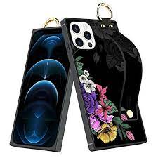 Photo 1 of AIGOMARA SQUARE CASE FOR IPHONE 12 PRO MAX WITH ADJUSTABLE WRIST STRAP COLORFUL FLOWER FLORAL PATTERN