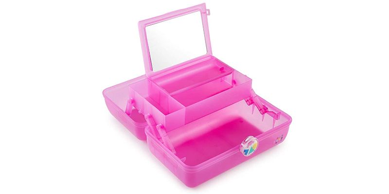 Photo 1 of Caboodles On-The-Go Girl Hot Pink Sparkle Jellies Vintage Case, (MAJOR SCARTCHES AND STICKERS ON ITEM)