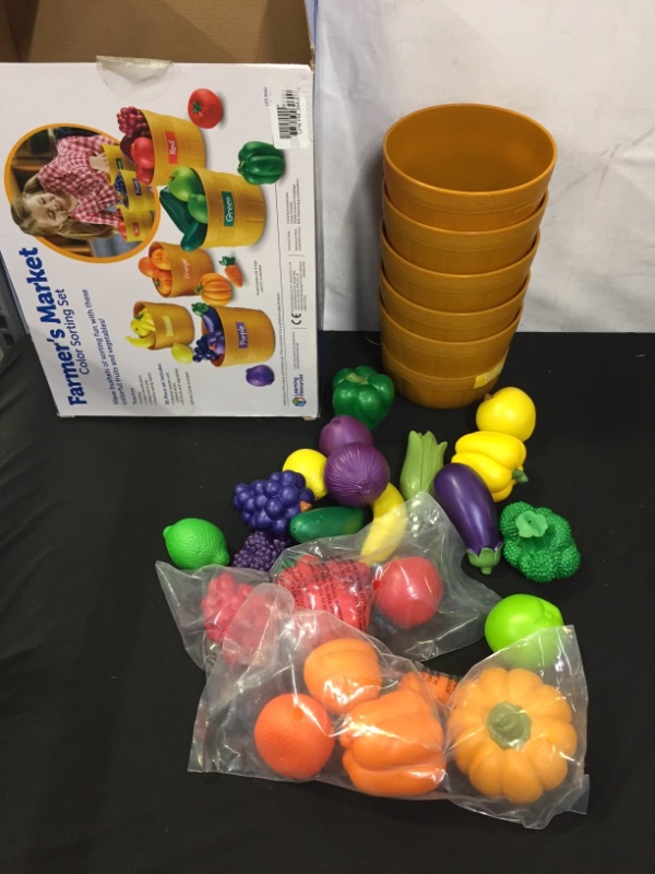 Photo 2 of Learning Resources Farmer's Market Color Sorting Set, Homeschool, Play Food for Kids, Fruits and Vegetables Toy,  (MISSING ITEMS AND STICKERS)