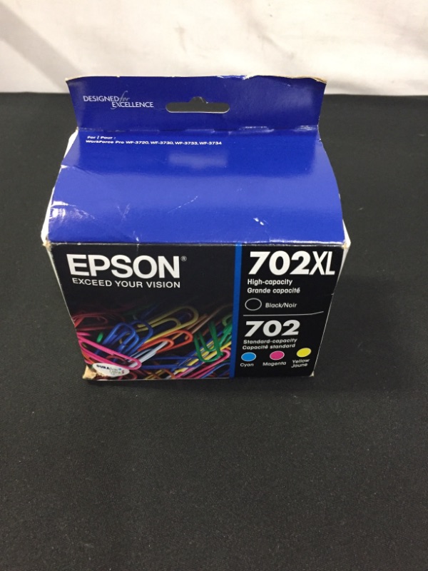 Photo 2 of Epson® - Ink Cartridge - DURABrite® Ultra High-Yield Black and Standard-Yield Cyan/magenta/yellow Ink Cartridges - 4.5in. x 4.375in. x 3.1in. - assorted (MINOR DAMAGES TO BOX)