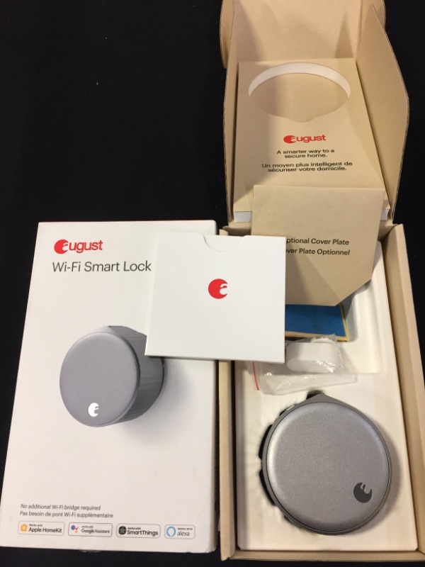 Photo 1 of August Wi-Fi, (4th Generation) Smart Lock – Fits Your Existing Deadbolt in Minutes, Silver (POSSIBLY MISSING OSME HARDWARE, LIKE NEW)
