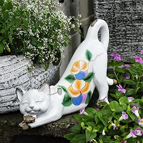 Photo 1 of Cat Garden Statue Decorative Indoor Outdoor Landscaping Ornaments Hand-Painted Figurine - Home Décor Yard Plant Stands Office Book Shelf-Sleeping Cat (30L)