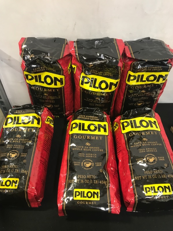 Photo 1 of Lot of 6 PILON Gourmet Whole Bean Coffee 1 Lb. Expresso 100% Arabica EXP JUNE 2021