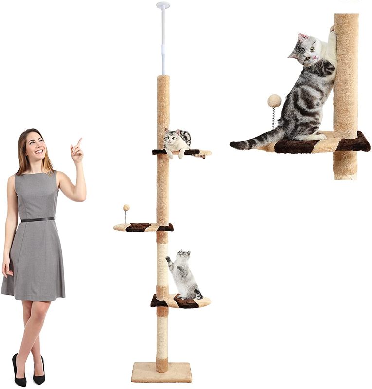 Photo 1 of  Tall Cat Tree Tower for Indoor Cats Activity House Scratching Post Condos Climbing Tiger Kitten Furniture Adjustable Height Platform
