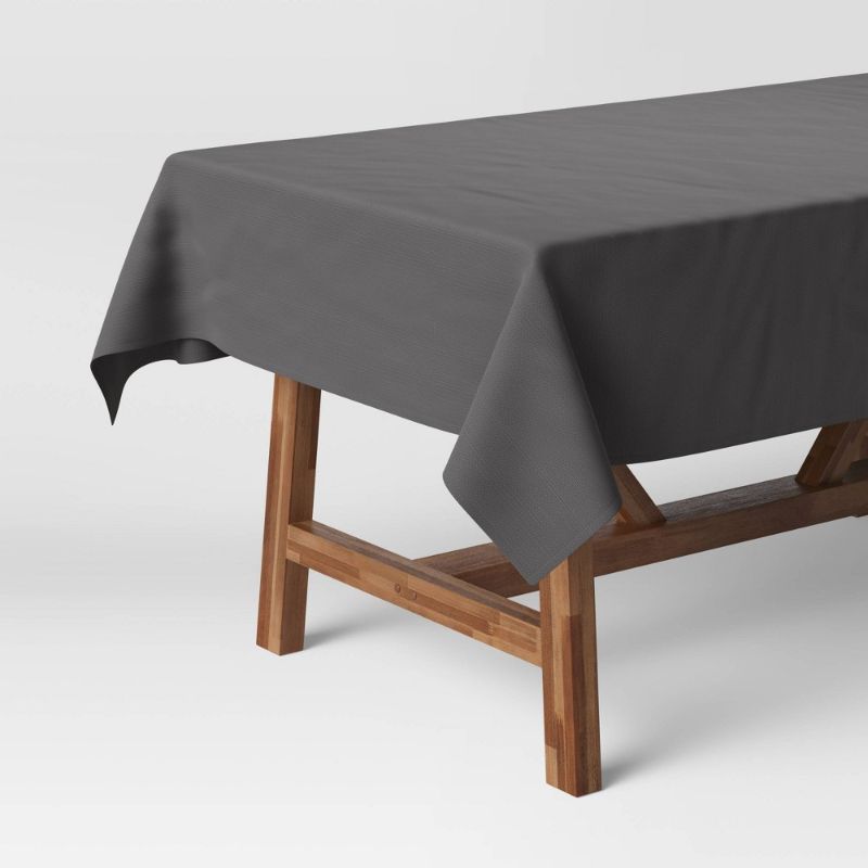 Photo 1 of 104" X 60" Gray Solid Tablecloth - Threshold™
