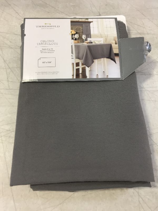 Photo 2 of 104" X 60" Gray Solid Tablecloth - Threshold™
