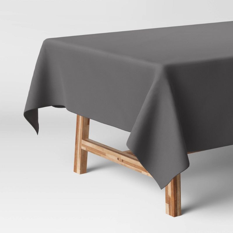 Photo 1 of 84" X 60" Gray Solid Tablecloth - Threshold™
