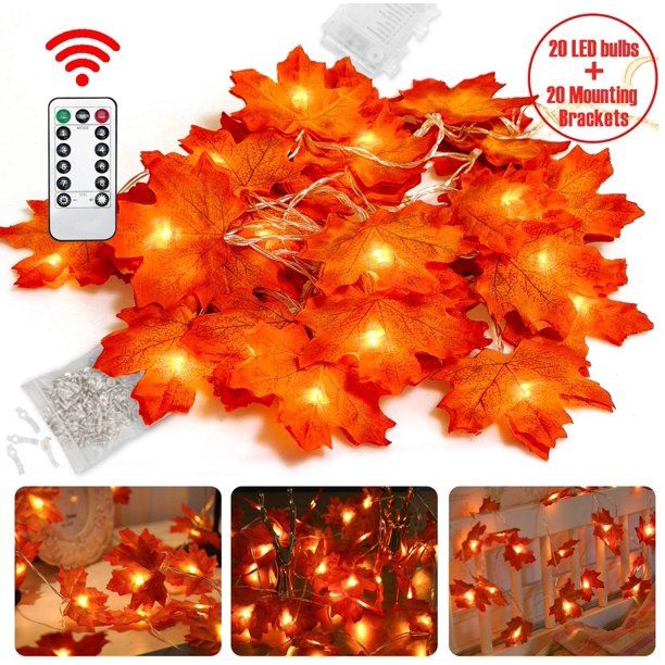 Photo 1 of Blasoul Thanksgiving Decorations Led Strip Lights Maple Leaf String Lights 6.7Ft/20LED Support 8 Twinkling Modes with Remote Control for Fall Decor Pumpkin Decor Leaf Garland with 20PCS Light Clips
