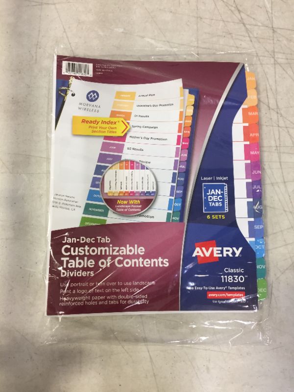 Photo 2 of Avery Monthly Dividers for 3 Ring Binders, Customizable Table of Contents, Multicolor Tabs, 6 Sets (11830)
